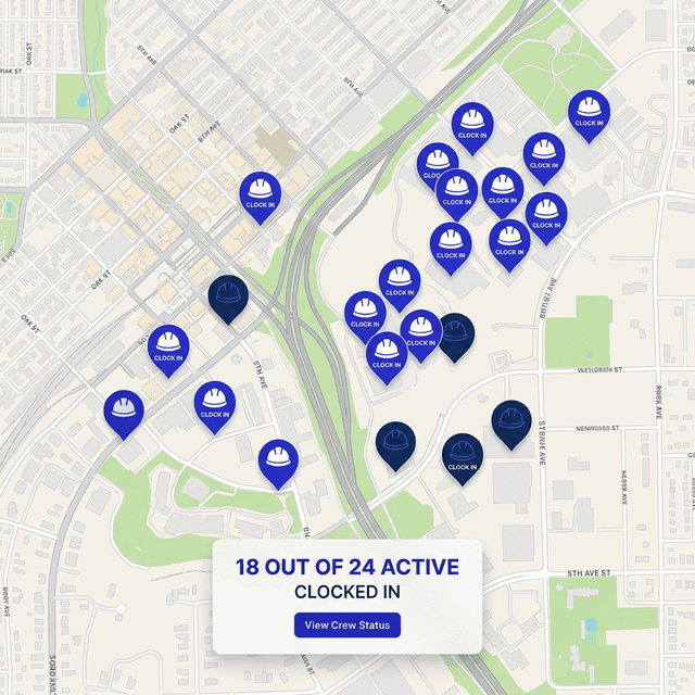 Crewtrace construction GPS time tracking map view